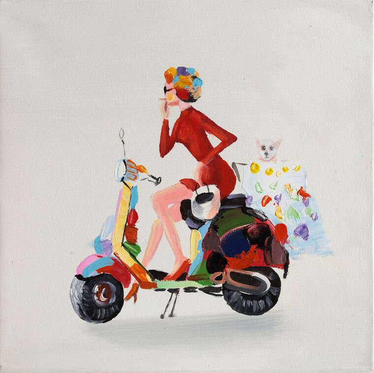 Картины The lady on the scooter