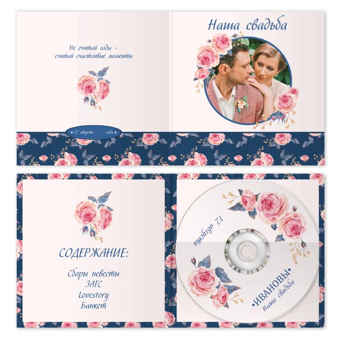 Covers for CD, DVD discs Vintage roses