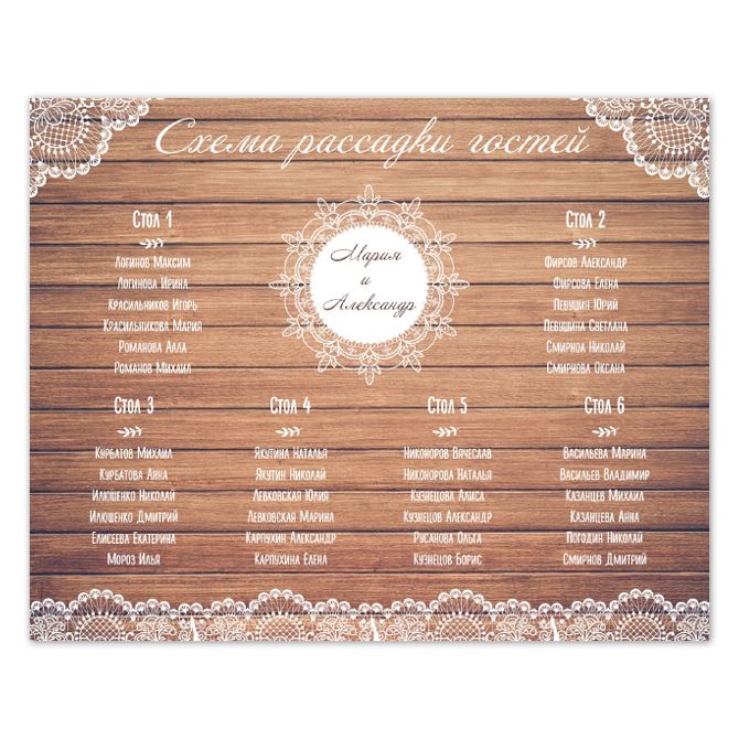 The Seating chart Rustic style