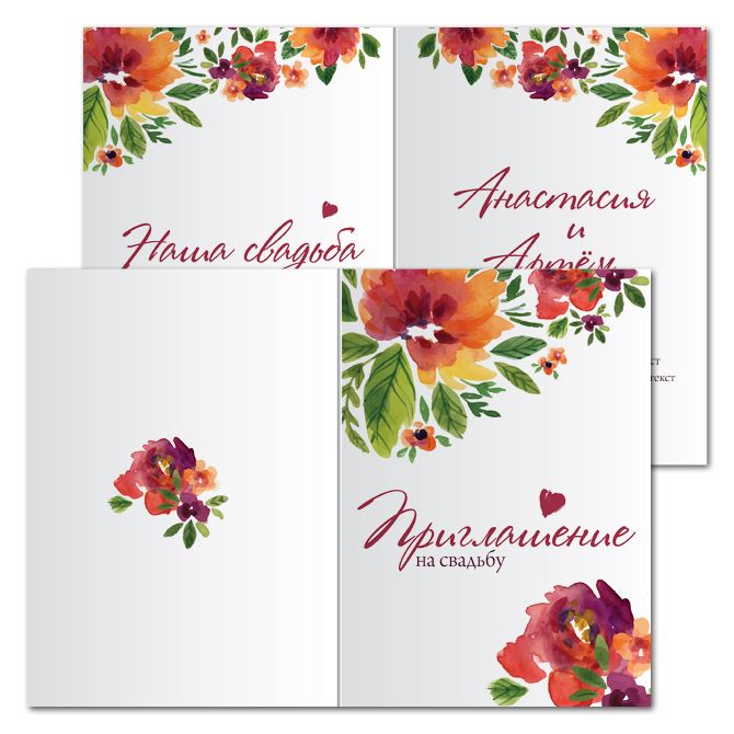 Postcards Flowers on white background