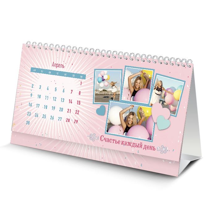 Desktop flip calendars Mint-pink