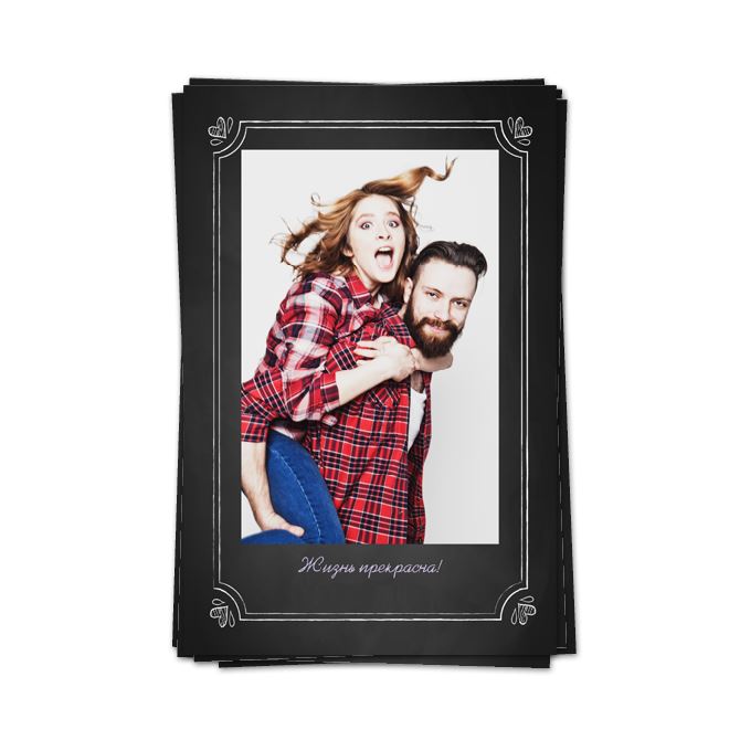 Photo cards with text Rectangular Chalk Board
