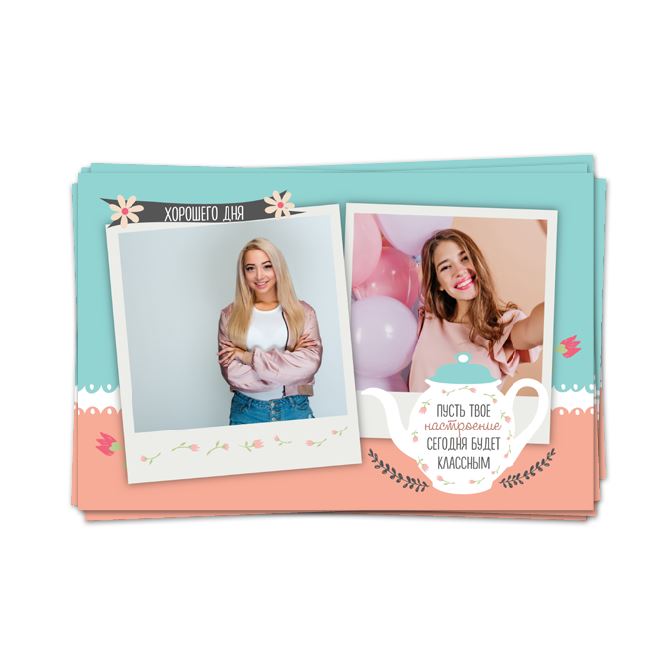 Photo cards with text Rectangular in a Good mood