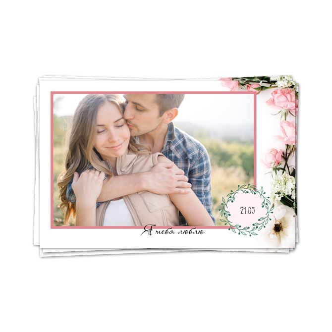 Photo cards with text Rectangular Fresh flowers