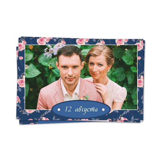 Photo cards with text Rectangular Vintage roses
