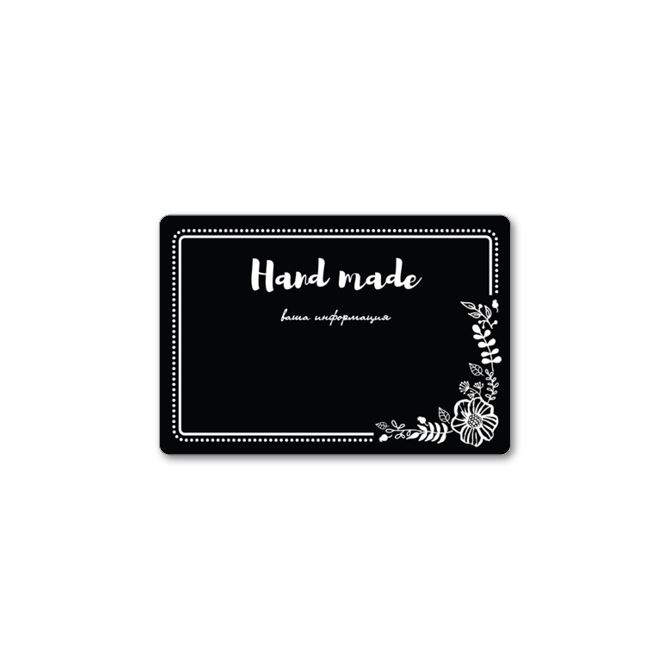 Stickers, rectangular labels Painted flowers on black