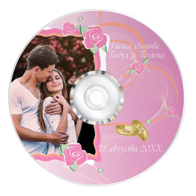 Наклейки, печать на дисках CD, DVD Pink with flowers