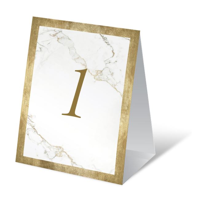 Table numbers White marble with gold