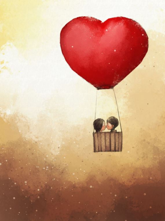 Картины Couple on hot air balloon