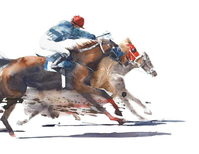 Картины Horse racing watercolor