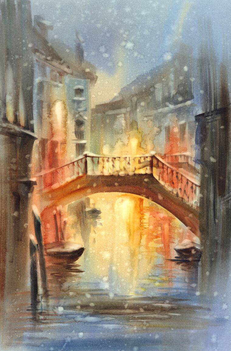 Фотообои Венецианская зимняя ночь