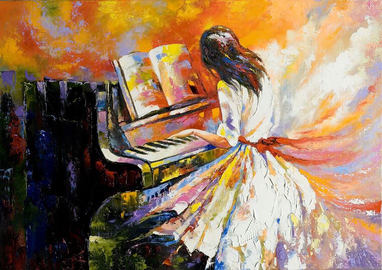 Картины Girl and a piano
