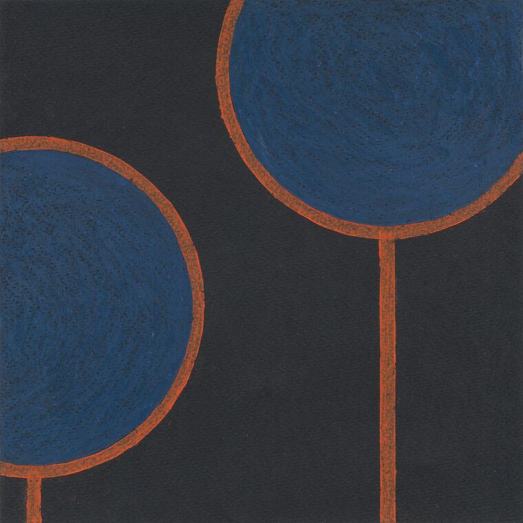 Купить и печать на заказ Картины Абстракция в минимализме с синими кругами