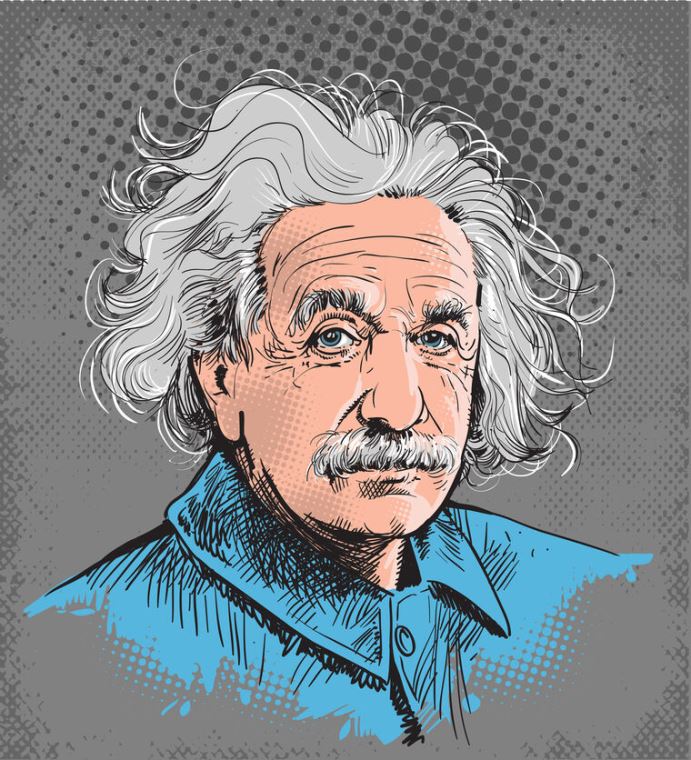 Reproduction paintings Einstein on gray background