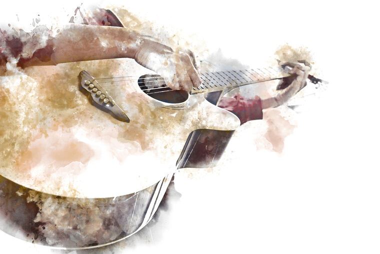 Картины Guitar on white background