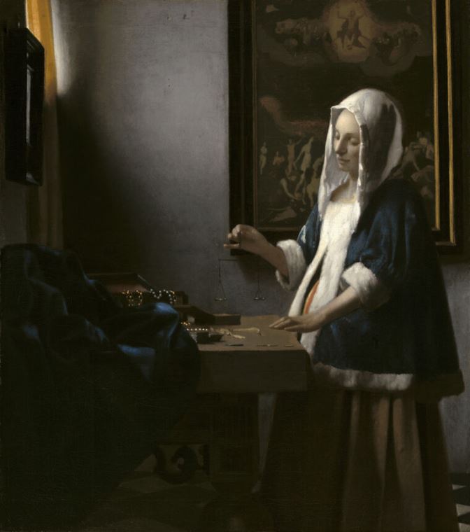Картины Woman holding a balance (Jan Vermeer)