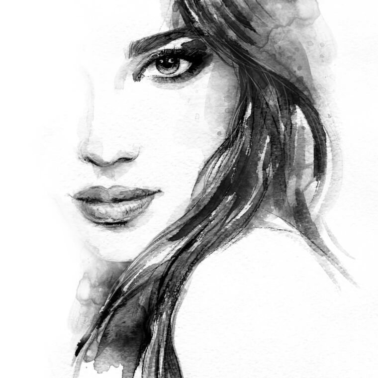 Картины Woman portrait black and white