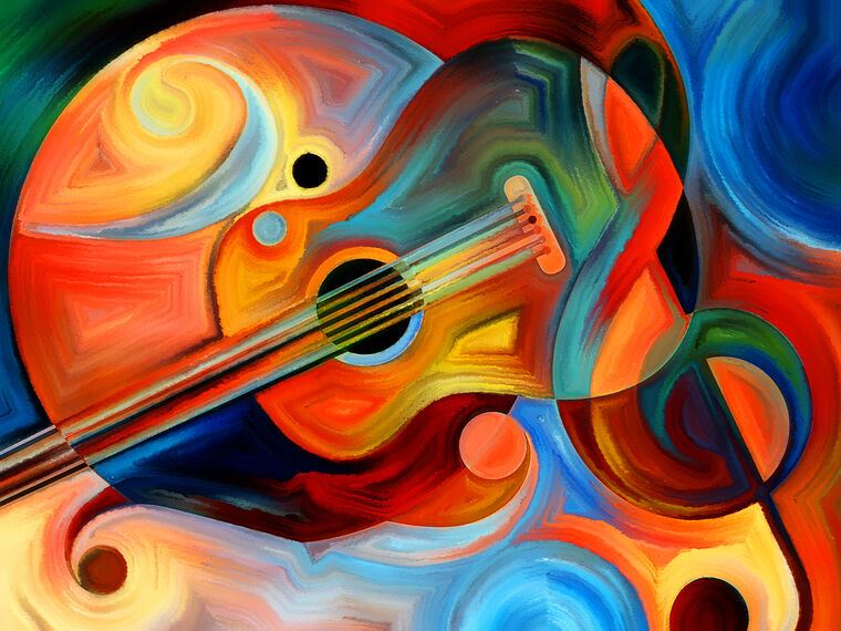 Картины Colorful guitar art