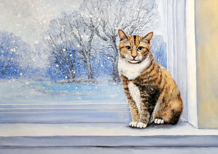 Paintings Cat at the window