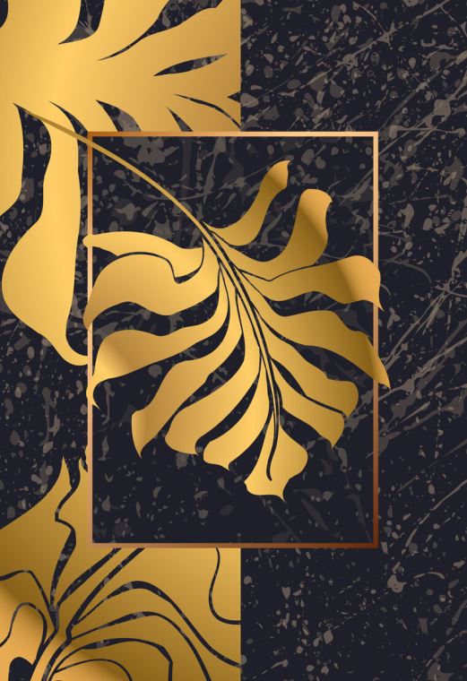 Картины Golden palm leaf in the frame