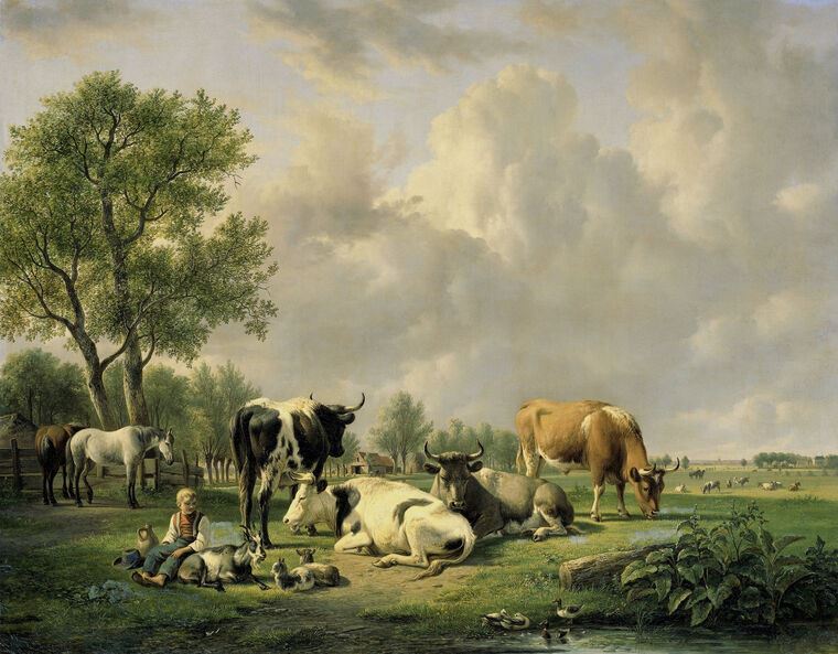 Картины Meadow with animals (Jan van Ravensway)