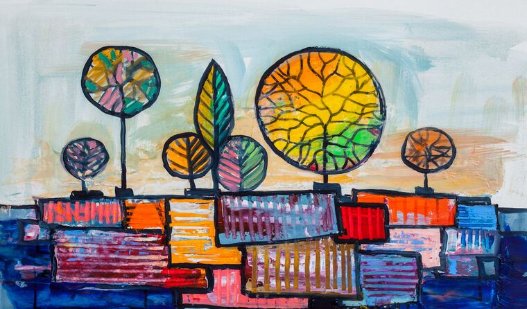 Картины Art colorful trees