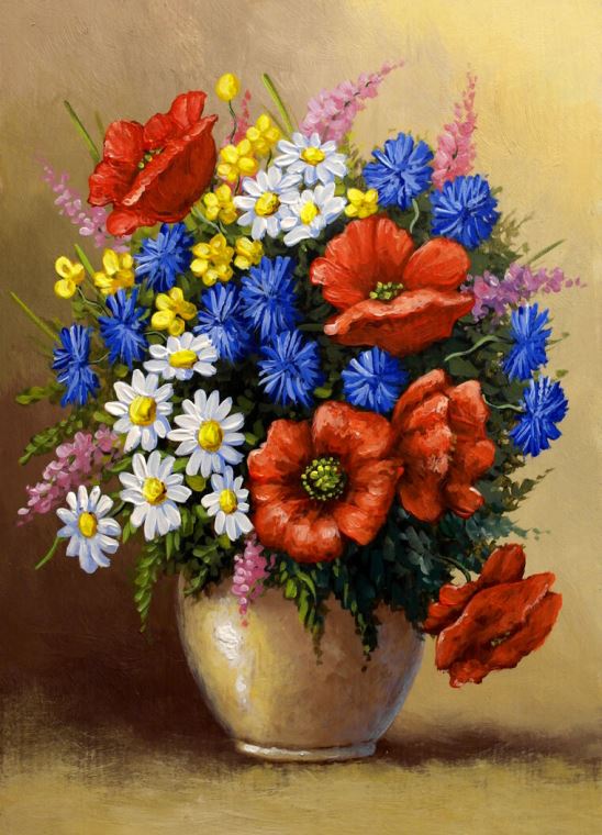 Картины Bouquet with poppies in a vase