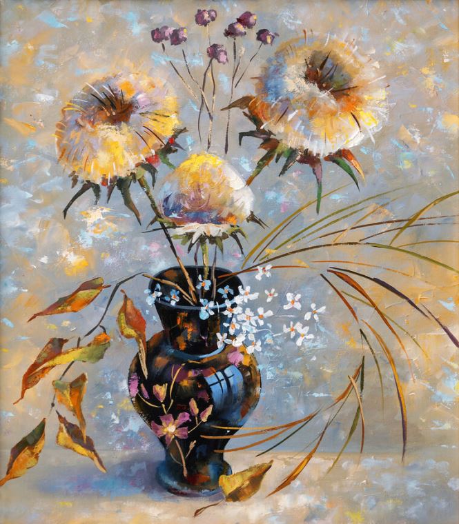 Картины Dried flowers in a black vase (Nikolay Ivanov)