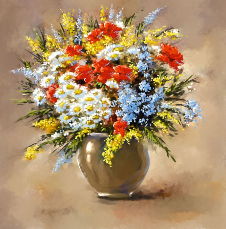 Картины Bouquet in a vase digital painting