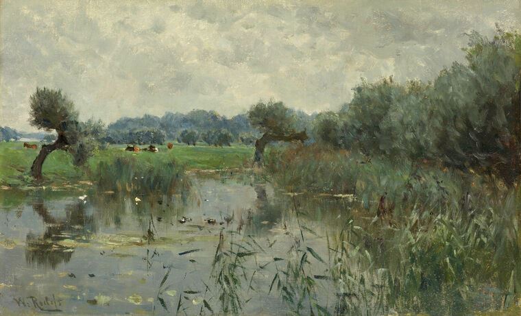 Картины Meadows on the river IJssel (Willem Roelofs)