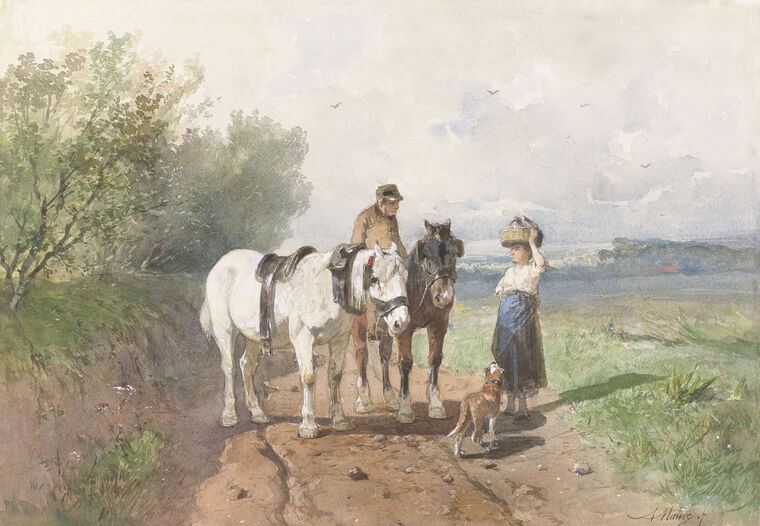 Картины Conversation on a country road (Anton Mauve)