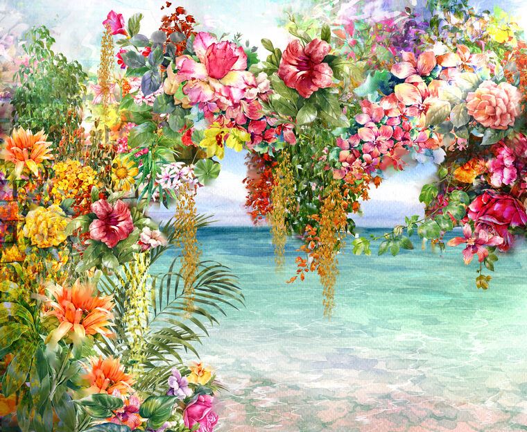 Репродукции картин Spring flowers by the sea