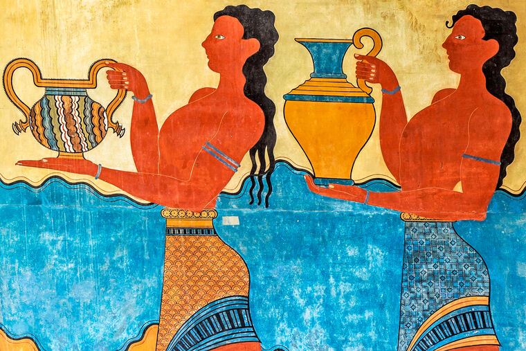 Paintings The Procession fresco at Knossos Palace on Crete