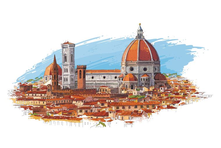 Купить и печать на заказ Репродукции картин Флоренция, Италия городской пейзаж