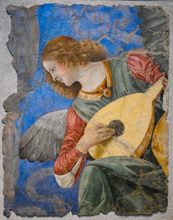 Reproduction paintings Angel playing a musical instrument mural