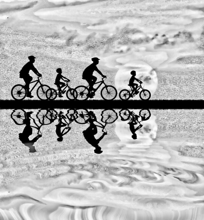 Картины Family on bike ride
