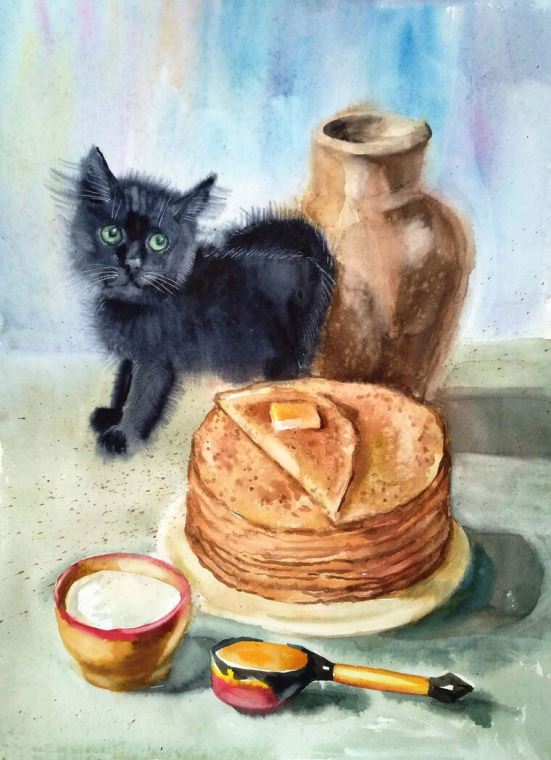 Paintings Still life of pancakes