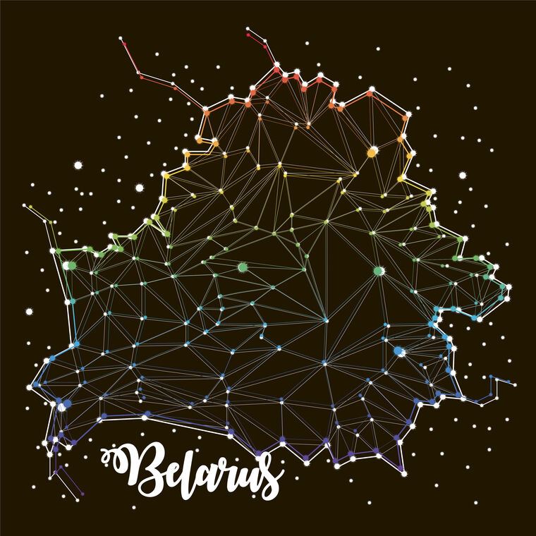 Картины Outline of Belarus on black background