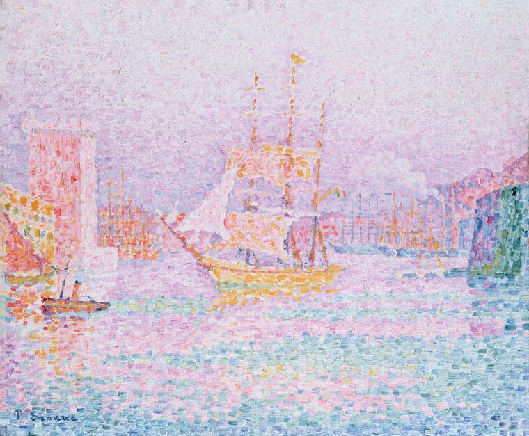 Paintings The Harbor in Marseille (Paul Signac)