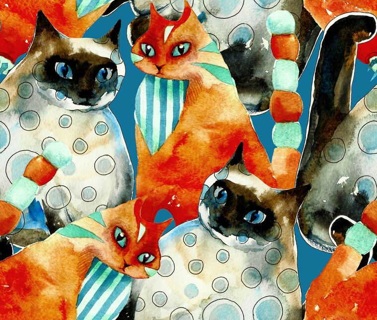 Купить и печать на заказ Картины Узор из мультяшных кошек