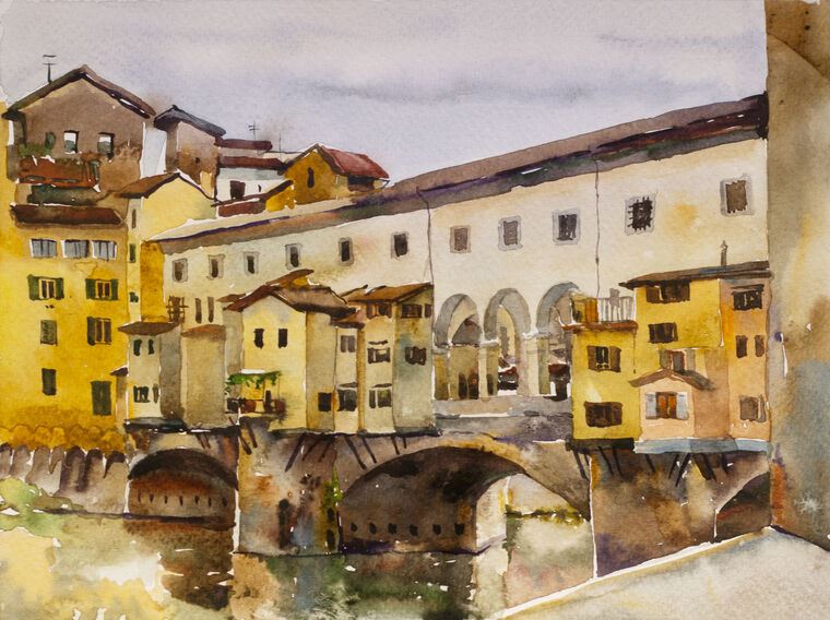 Картины Rainy day on the Ponte Vecchio