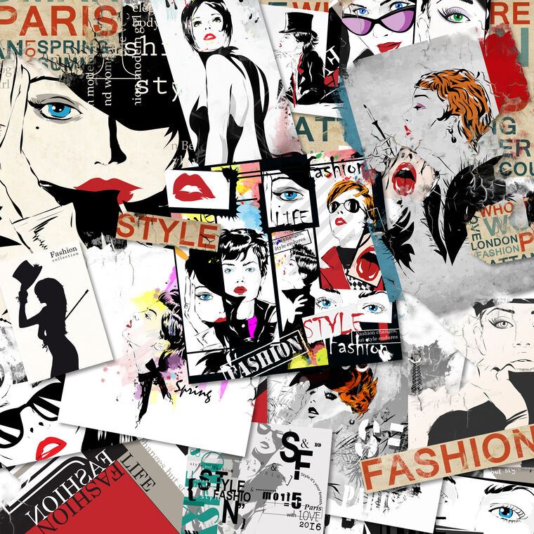 Paintings Series collage with pictures and text fashion_3