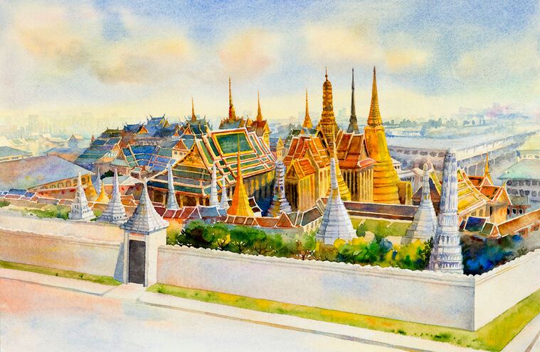 Купить и печать на заказ Репродукции картин Королевский дворец Ват Пхра Кео