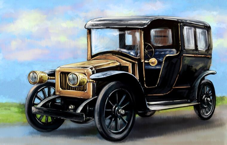 Купить и печать на заказ Репродукции картин Старинный автомобиль