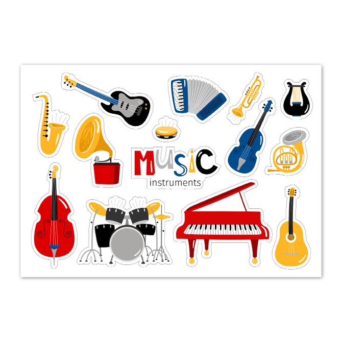 Stickers, laptop stickers Musical instruments