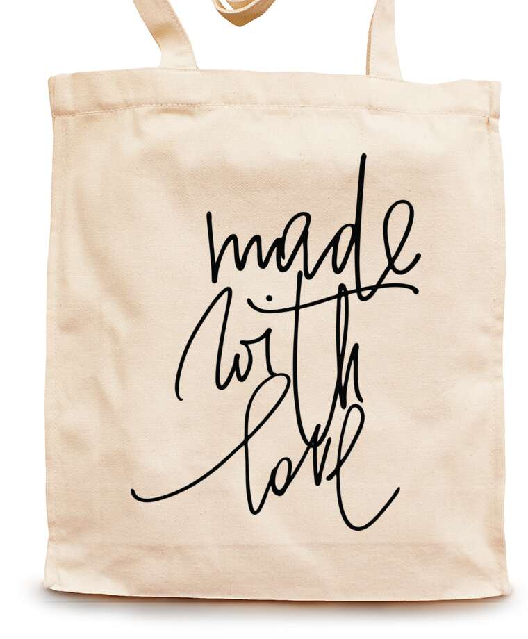 Bags shoppers Made with love calligraphy