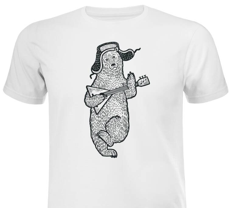 Майки, футболки белые Bear with a balalaika Майки, футболки белые Bear with a balalaika