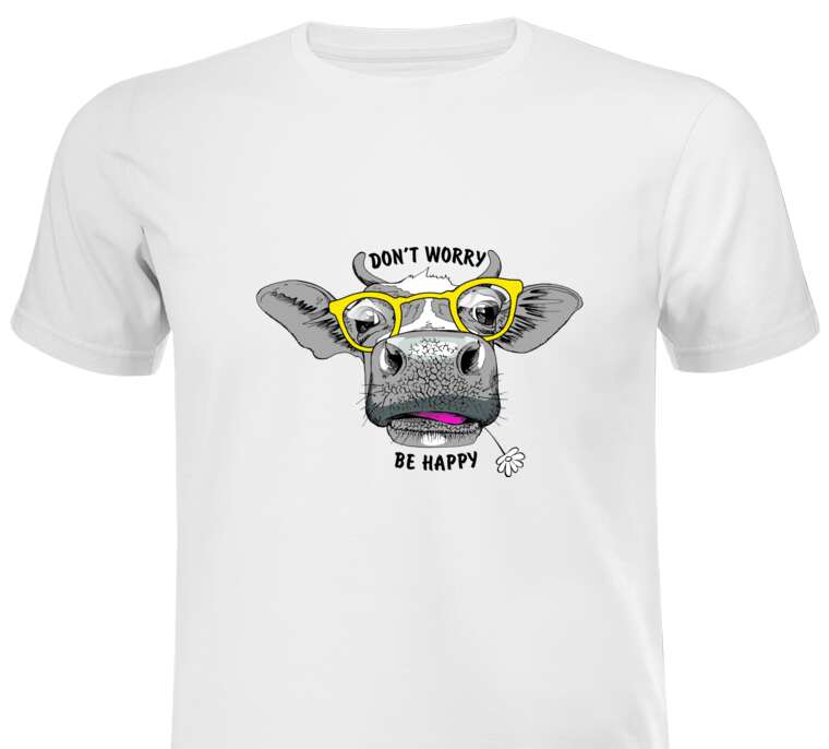 Майки, футболки The cow, Dont worry be happy