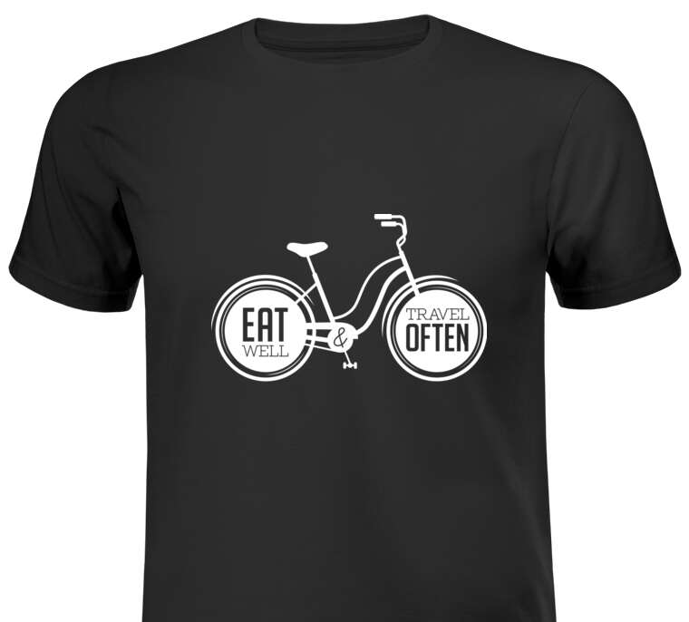 Майки, футболки Велосипед и надпись eat well travel often