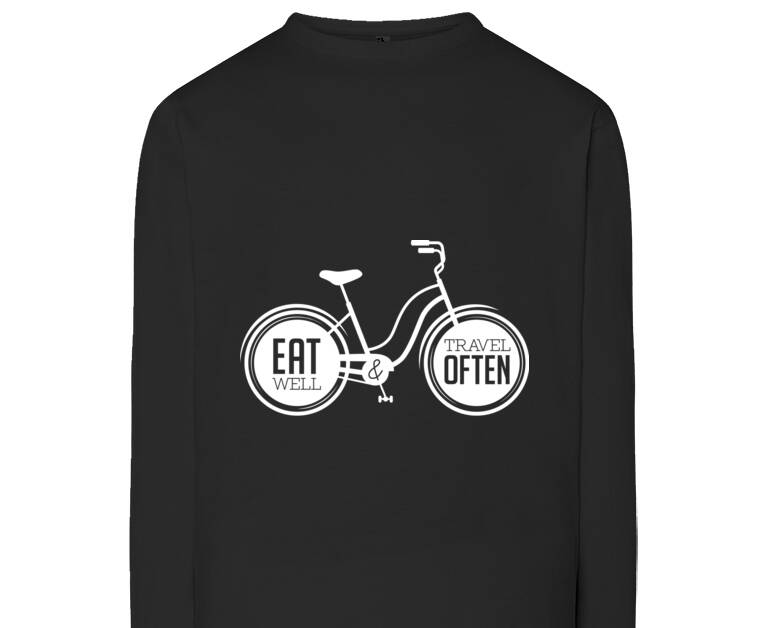 Лонгсливы Bike and the words eat well travel often